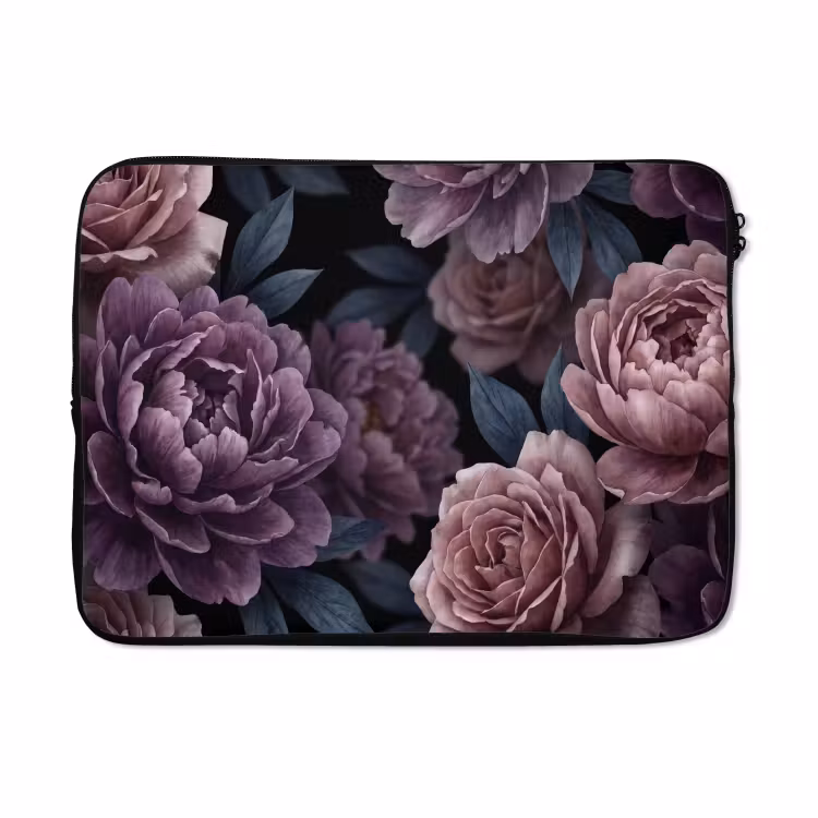 Laptophoes - Bloemen - Patroon - Donker - Botanisch - Paars — 5