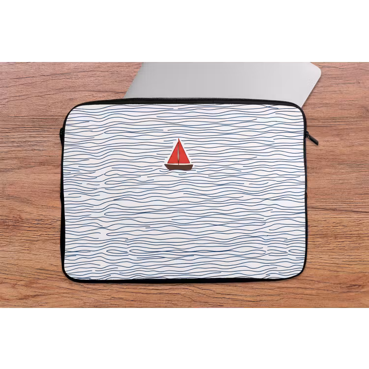 Laptophoes - Boot - Water - Rood - Illustratie - Minimalistisch — 2