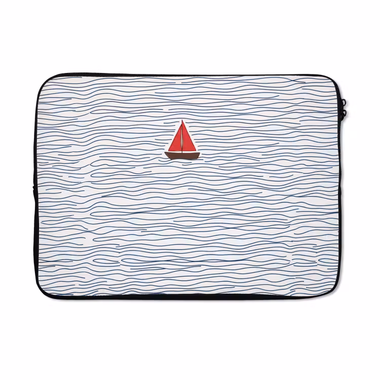 Laptophoes - Boot - Water - Rood - Illustratie - Minimalistisch — 5