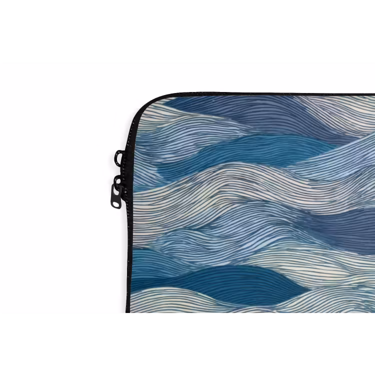 Laptophoes - Getekend - Blauw - Wit - Golvend - Streepjes — 6
