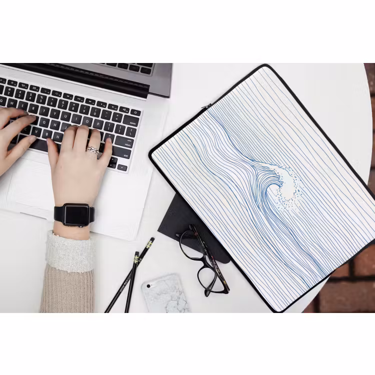 Laptophoes - Golf - Brekende - Natuur - Minimalistisch - Blauw — 3