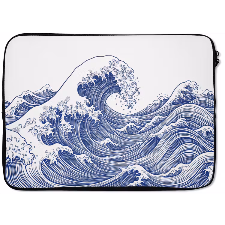 Laptophoes - Golf - Japans - Zee - Illustratie - Blauw — 1