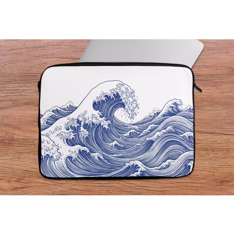 Laptophoes - Golf - Japans - Zee - Illustratie - Blauw — 2