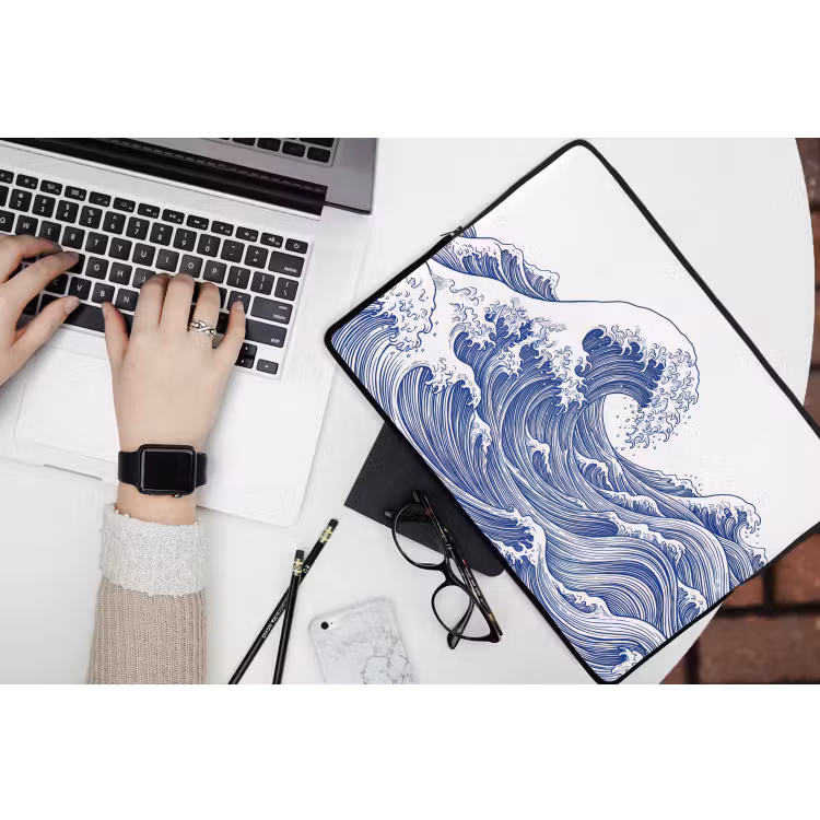 Laptophoes - Golf - Japans - Zee - Illustratie - Blauw — 3