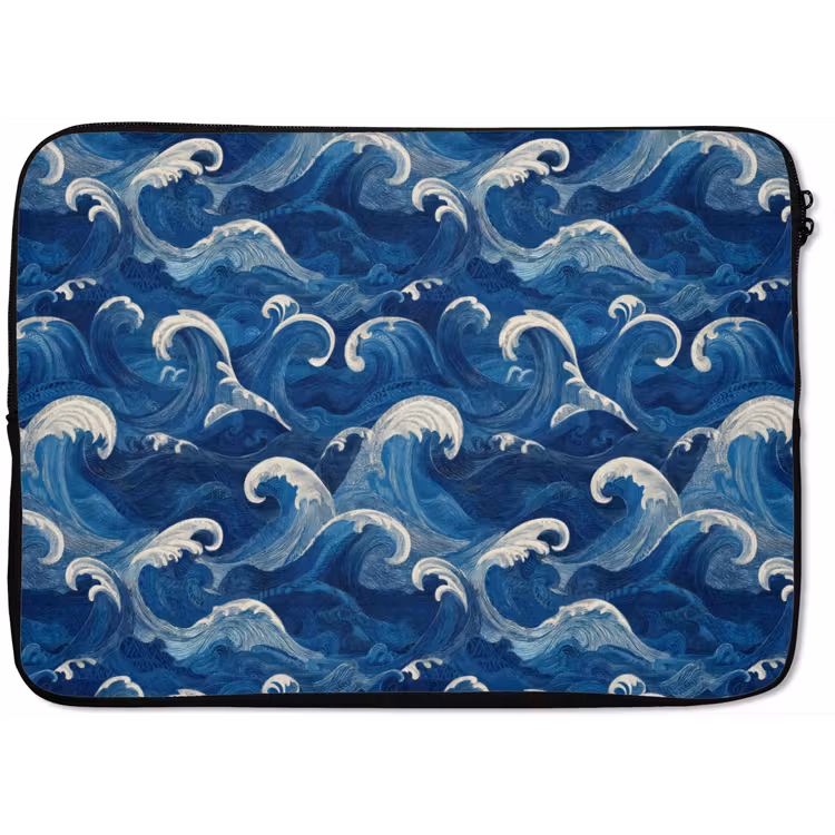 Laptophoes - Japans - Oceaan - Golven - Blauw — 1