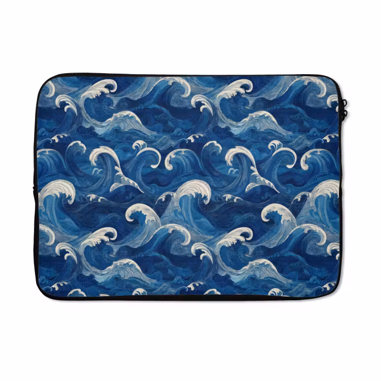 Laptophoes - Japans - Oceaan - Golven - Blauw — 5