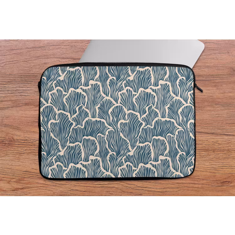 Laptophoes - Organisch - Blauw - Crème - Schelpen — 2