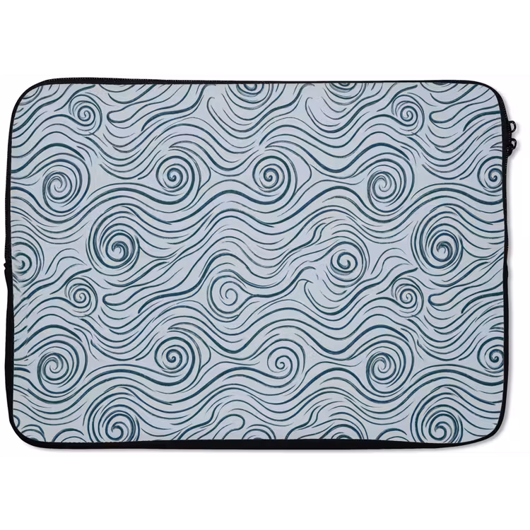 Laptophoes - Patroon - Golven - Abstract - Modern - Blauw — 1