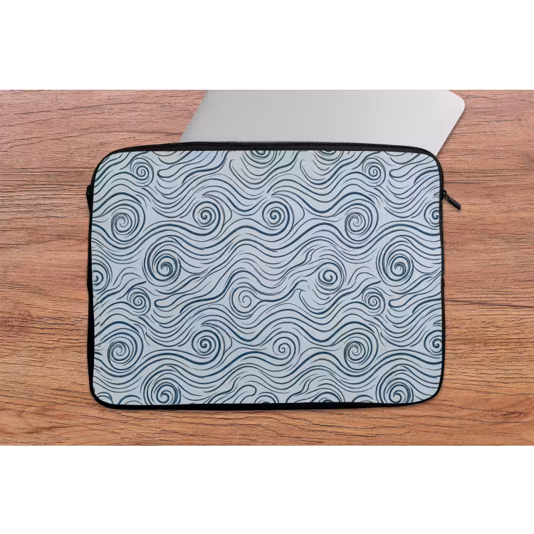 Laptophoes - Patroon - Golven - Abstract - Modern - Blauw — 2