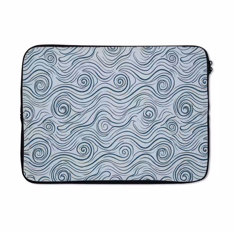 Laptophoes - Patroon - Golven - Abstract - Modern - Blauw — 5