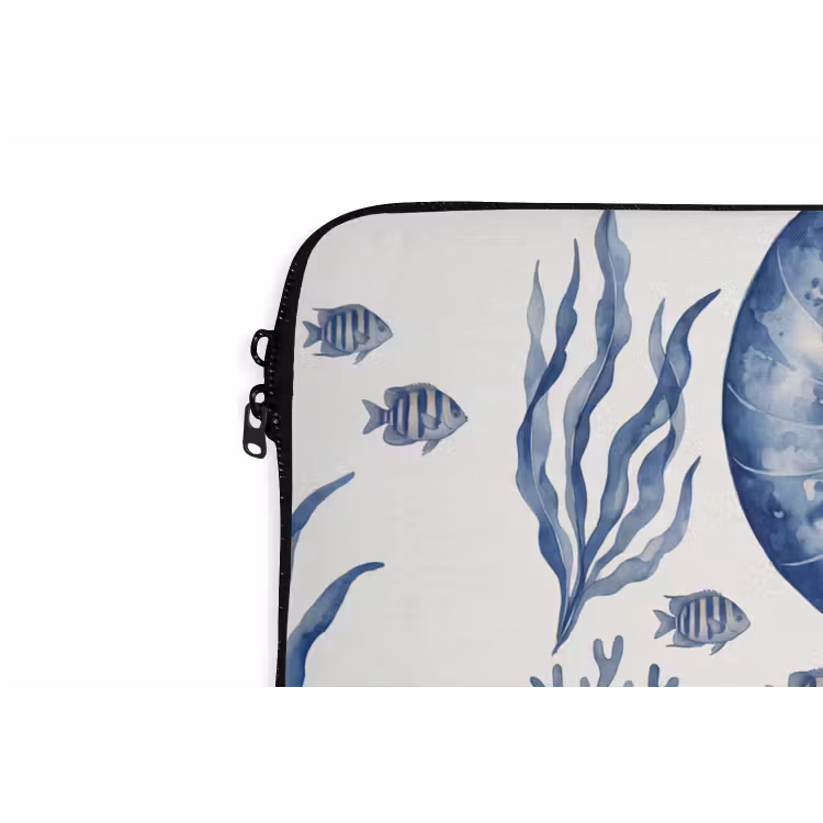 Laptophoes - Schelp - Spiraal - Zeeleven - Aquarel - Blauw — 6