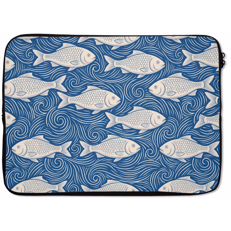 Laptophoes - Vis - Water - Patroon - Grafisch - Blauw — 1