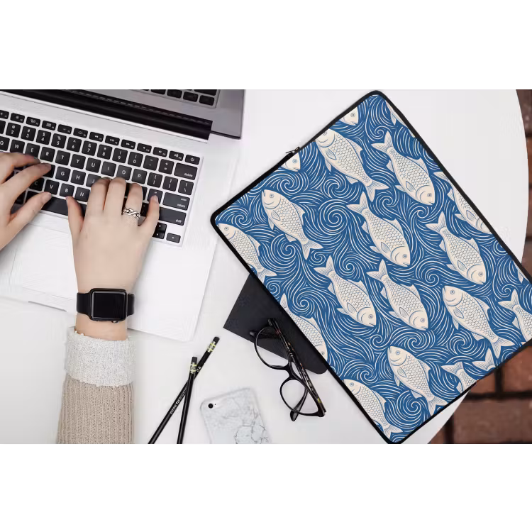 Laptophoes - Vis - Water - Patroon - Grafisch - Blauw — 3