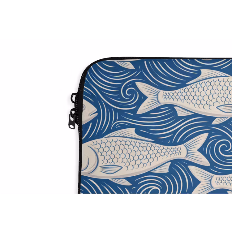 Laptophoes - Vis - Water - Patroon - Grafisch - Blauw — 6