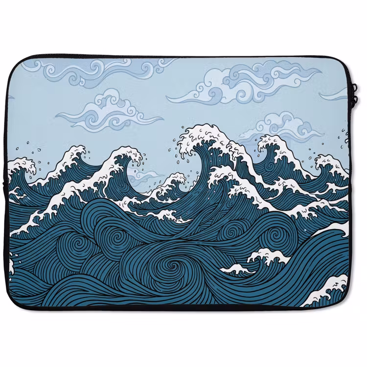 Laptophoes - Zee - Golven - Japans - Natuur - Blauw — 1
