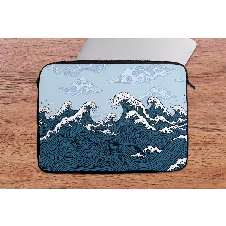 Laptophoes - Zee - Golven - Japans - Natuur - Blauw — 2