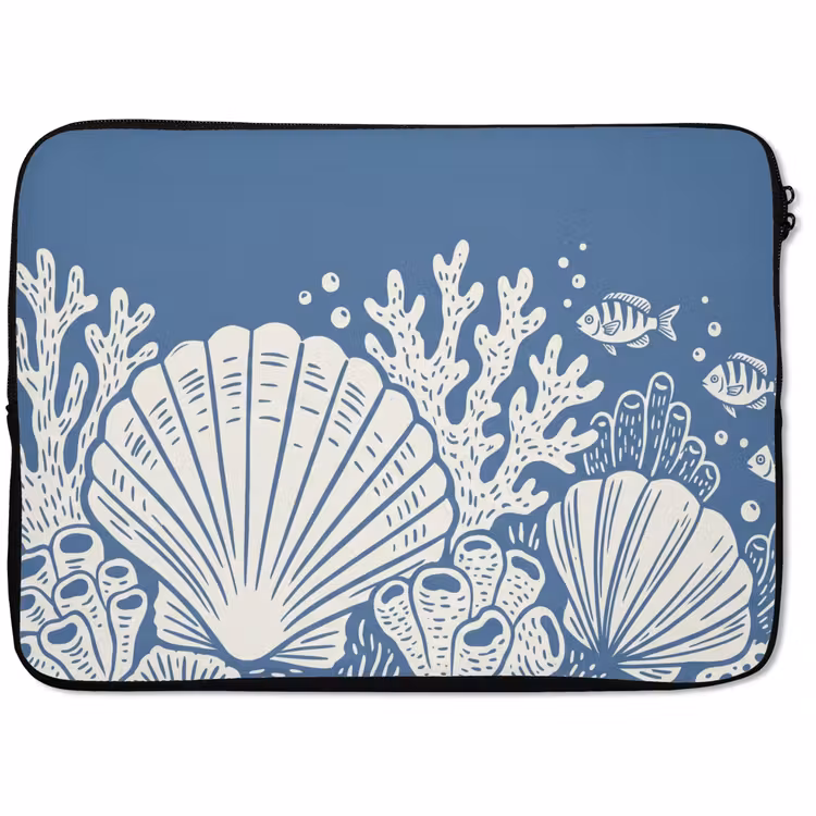 Laptophoes - Zeeleven - Koraal - Schelp - Vis - Illustratie - Onderwater — 1
