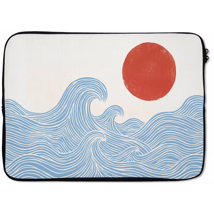 Laptophoes - Zon - Golven - Oceaan - Abstract - Rood — 1