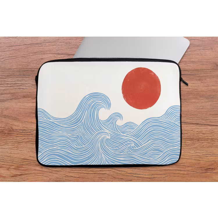 Laptophoes - Zon - Golven - Oceaan - Abstract - Rood — 2
