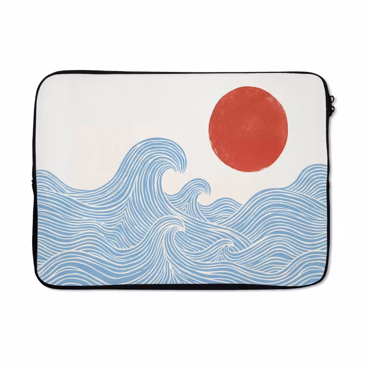 Laptophoes - Zon - Golven - Oceaan - Abstract - Rood — 5