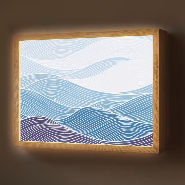 Lightbox - Wandlamp - Abstract - Golven - Patroon - Blauw - Modern — 1