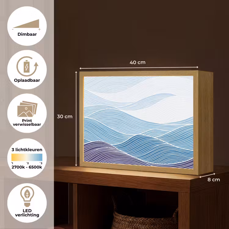Lightbox - Wandlamp - Abstract - Golven - Patroon - Blauw - Modern — 10
