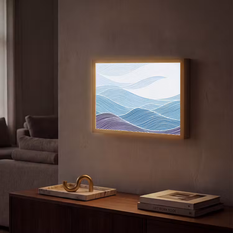 Lightbox - Wandlamp - Abstract - Golven - Patroon - Blauw - Modern — 2