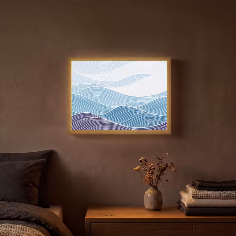 Lightbox - Wandlamp - Abstract - Golven - Patroon - Blauw - Modern — 3