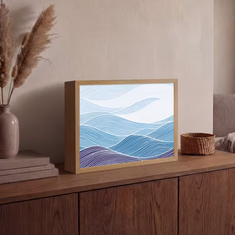 Lightbox - Wandlamp - Abstract - Golven - Patroon - Blauw - Modern — 4