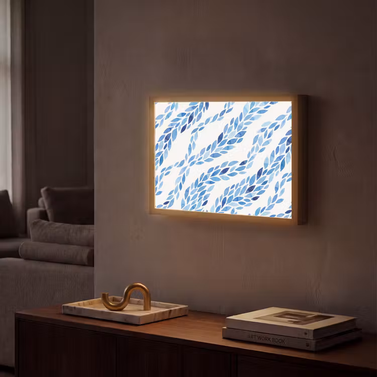 Lightbox - Wandlamp - Bladeren - Aquarel - Patroon - Modern - Blauw — 2