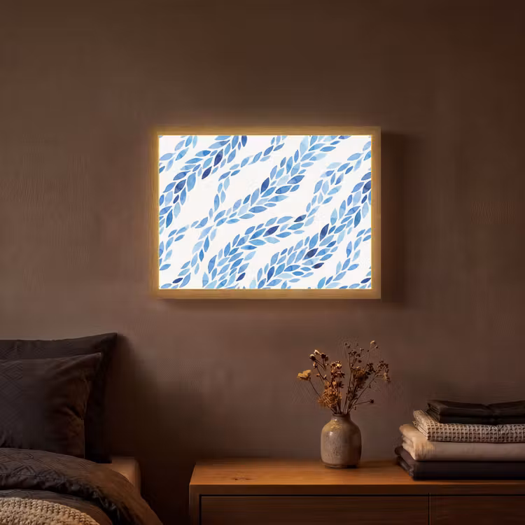 Lightbox - Wandlamp - Bladeren - Aquarel - Patroon - Modern - Blauw — 3