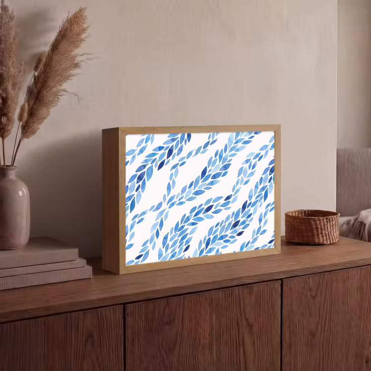 Lightbox - Wandlamp - Bladeren - Aquarel - Patroon - Modern - Blauw — 4