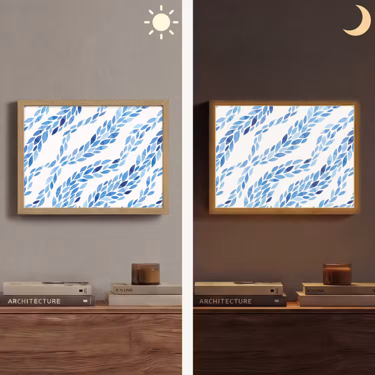 Lightbox - Wandlamp - Bladeren - Aquarel - Patroon - Modern - Blauw — 6