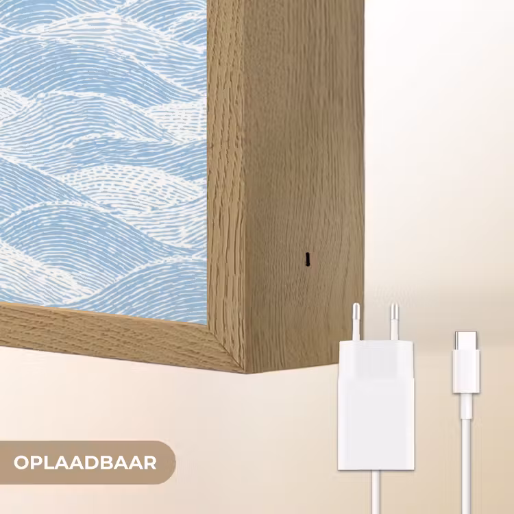 Lightbox - Wandlamp - Blauw - Wit - Golven - Getekend — 7