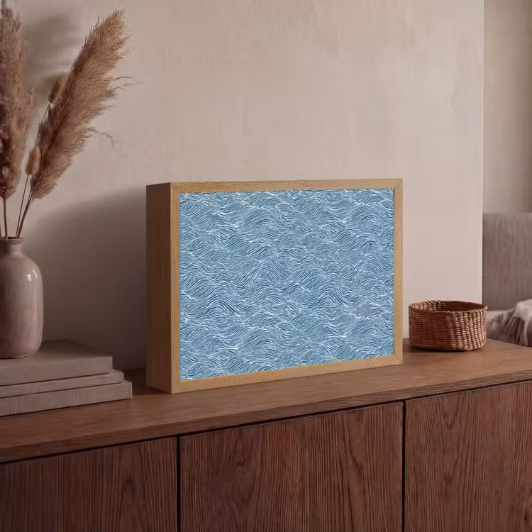 Lightbox - Wandlamp - Blauw - Wit - Golven - Getekend - Textuur — 4