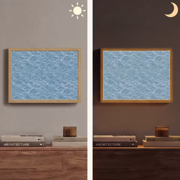 Lightbox - Wandlamp - Blauw - Wit - Golven - Getekend - Textuur — 6