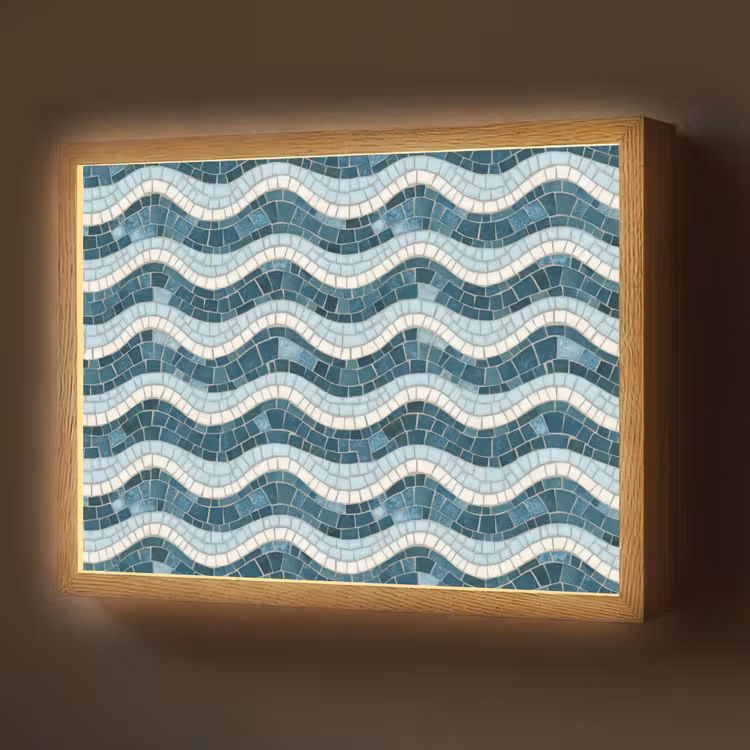 Lightbox - Wandlamp - Blauw - Wit - Mozaïek - Golvend — 1