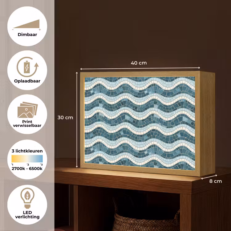 Lightbox - Wandlamp - Blauw - Wit - Mozaïek - Golvend — 10