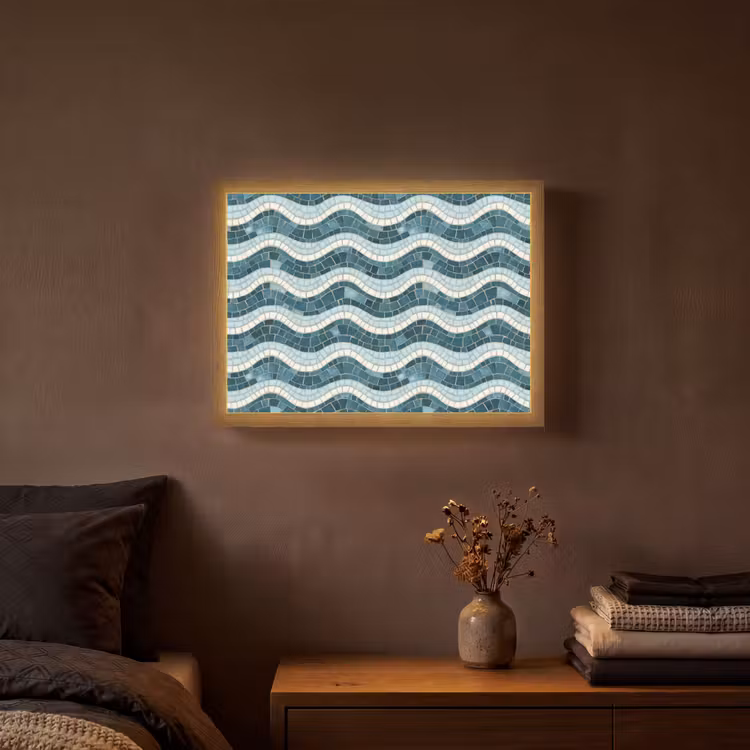 Lightbox - Wandlamp - Blauw - Wit - Mozaïek - Golvend — 3