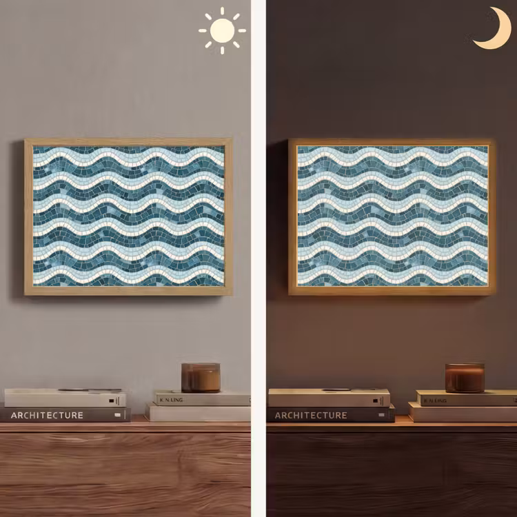 Lightbox - Wandlamp - Blauw - Wit - Mozaïek - Golvend — 6