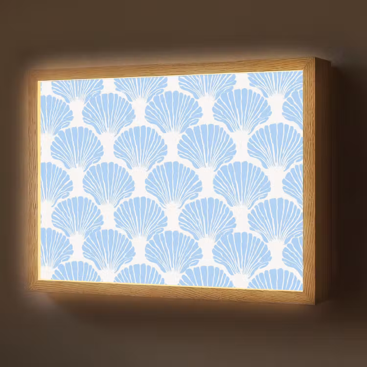 Lightbox - Wandlamp - Blauw - Wit - Schelpen - Grafisch - Structuur — 1