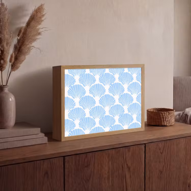 Lightbox - Wandlamp - Blauw - Wit - Schelpen - Grafisch - Structuur — 4
