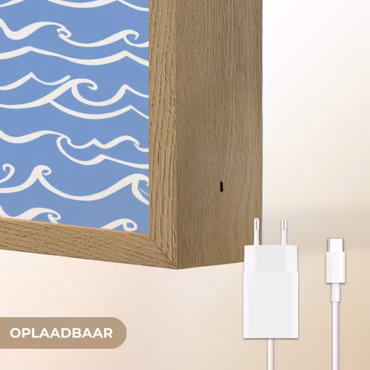 Lightbox - Wandlamp - Blauw - Wit - Simpel - Getekend - Golven — 7