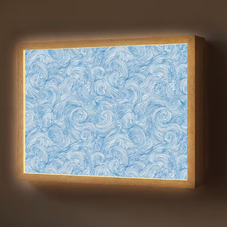Lightbox - Wandlamp - Blauw - Wit - Spiraal - Golven - Lijnen — 1