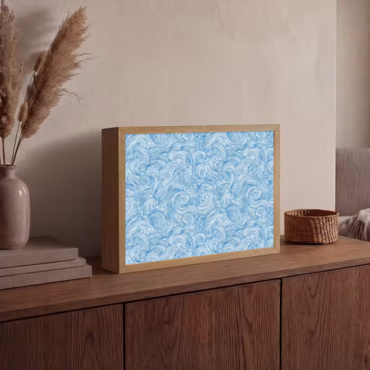 Lightbox - Wandlamp - Blauw - Wit - Spiraal - Golven - Lijnen — 4