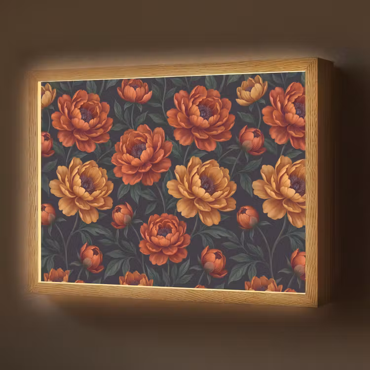 Lightbox - Wandlamp - Bloemen - Bladeren - Natuur - Modern - Oranje — 1