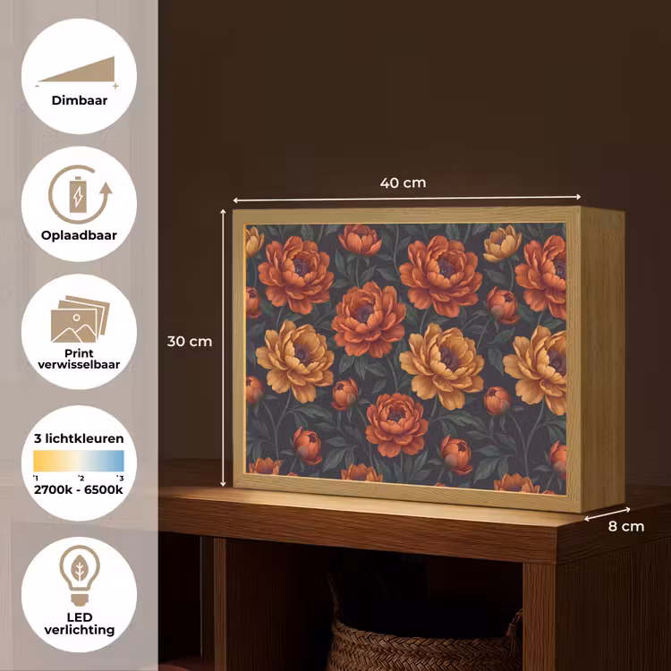 Lightbox - Wandlamp - Bloemen - Bladeren - Natuur - Modern - Oranje — 10