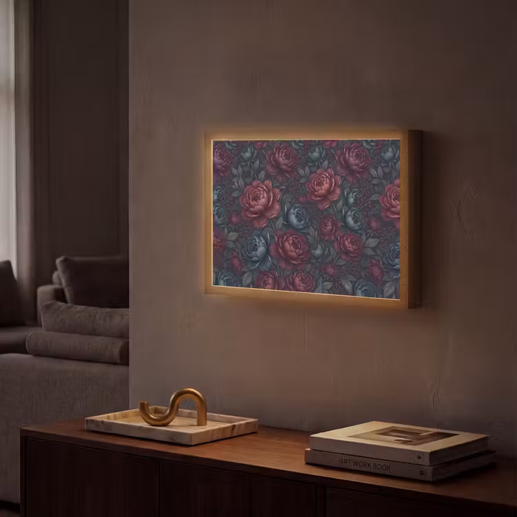 Lightbox - Wandlamp - Bloemen - Patroon - Natuur - Klassiek - Donker — 2