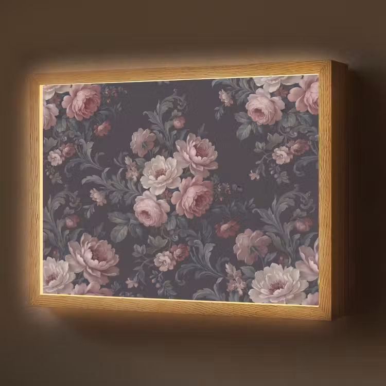 Lightbox - Wandlamp - Bloemen - Patroon - Sierlijk - Roze - Donker — 1