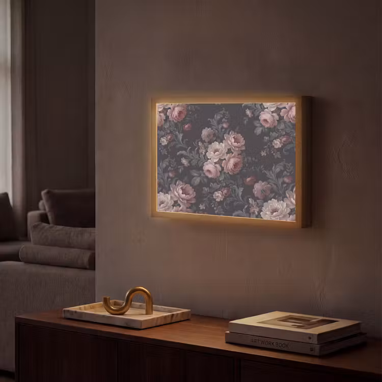 Lightbox - Wandlamp - Bloemen - Patroon - Sierlijk - Roze - Donker — 2